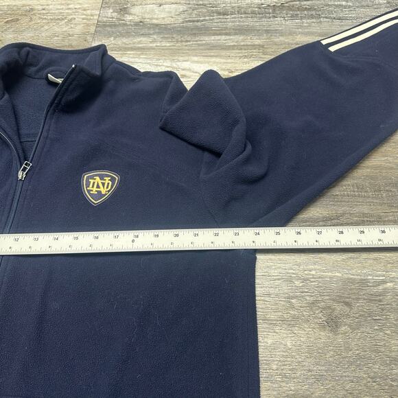 Adidas Notre Dame Navy Blue Mens Large Striped Sleeve Zip Up Fleece Track Jacket - Picture 6 of 8
